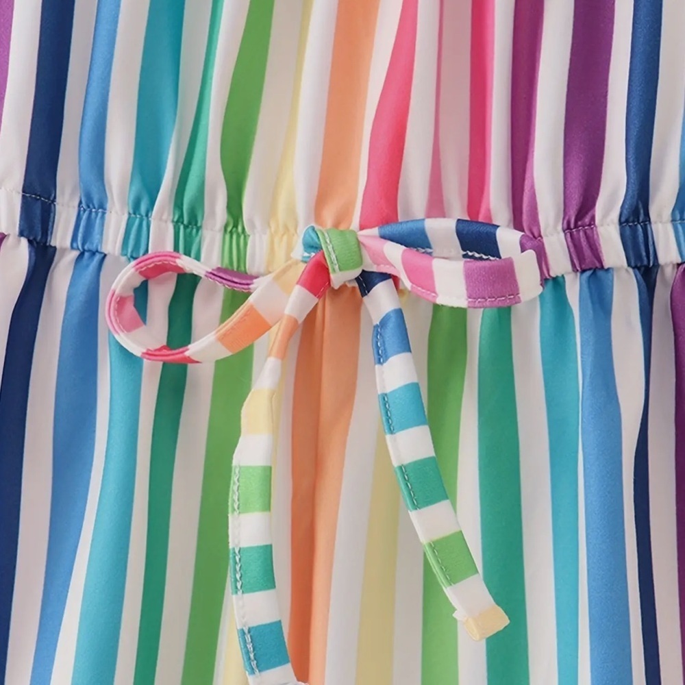 Colorful Striped Kids Shorts Romper - Picture 3 of 5